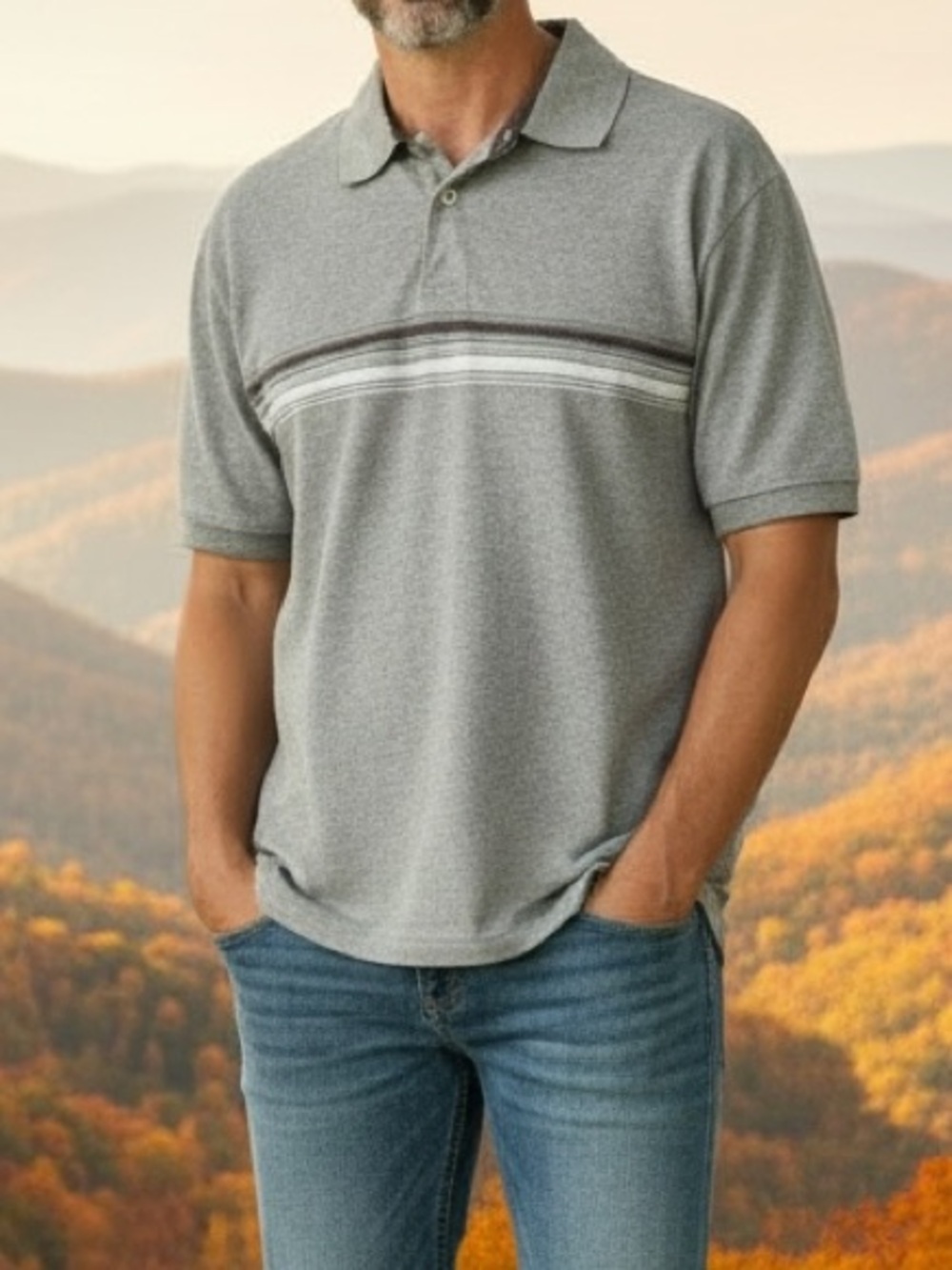 Tommy Hilfiger Gray Stripe Polo Shirt XXL